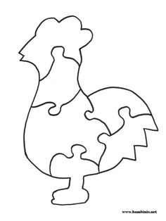 a drawing of a chicken with puzzle pieces