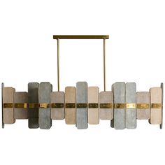 a rectangular chandelier with four lights hanging from it's sides and two bars on each side