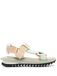 beige/mint green leather adjustable strap open toe branded insole flat rubber sole Chic Fashionista, Green Sandals, Active Leggings, Crazy Shoes, Green Leather, Strap Sandals, River Island, Mint Green, Calf Leather