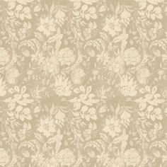 an old fashioned wallpaper with flowers and leaves on the back in neutral tones,