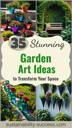 35 Eco-Friendly Garden Art Ideas For Your Makeover Unique Garden Art Creative Ideas, Upcycled Garden Ideas, Fae Garden, Garden Ideas Homemade, Fairy Garden Plants, Eco Art, Garden Art Ideas, Upcycle Garden