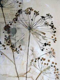 a piece of art with words written on it and flowers in the middle, as well as an image of a dandelion