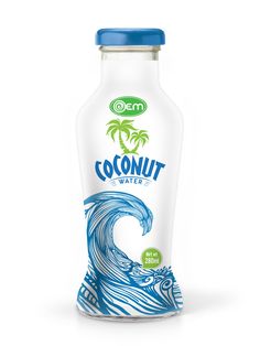 a bottle of coconut water on a white background