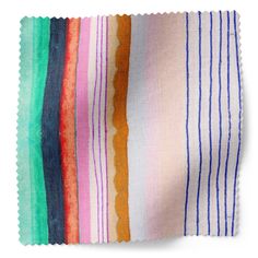 an assortment of different colored fabrics on a white background