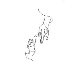 a drawing of a hand reaching out to a small child's head with their fingers