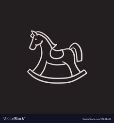 a rocking horse icon on black background