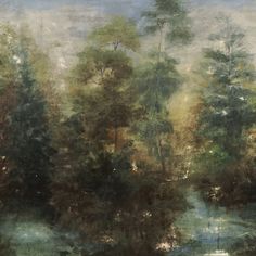 an image of a painting with trees in the background