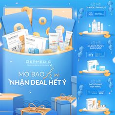 an advertisement for dermedic's no bau nian deal in blue packaging