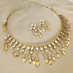 Punjabi Traditional Jewellery, Casual Wear Dress, Kundan Earrings, Feather Necklaces, Pearl Choker, Gold Finish, Gold