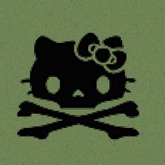 an image of a skull and crossbones with a cat on it