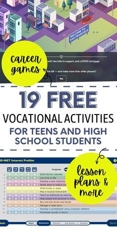 an info sheet with text that reads 19 free vacation activities for teens and high school students