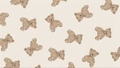 a group of teddy bears on a white background with brown dots in the shape of hearts