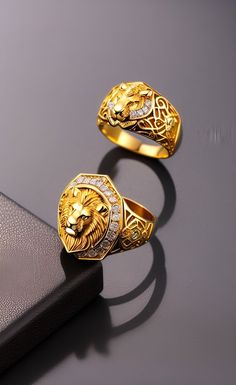 Lion Gold Pendant For Men, Men Gold Ring Design Unique Modern, Gold Lion Ring, Lion Rings For Men Gold, Gents Ring Gold Men, Lion Rings For Men, Men Gold Ring Design Indian, Golden Rings For Men, Gold Rings For Couples