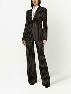 Dolce & Gabbana Pinstriped single-breasted Blazer - Farfetch Form Outfits, Gentleman Outfit, Sixth Form, Prom 2024, Dg Logo, Blazer Outfit, Breasted Blazer