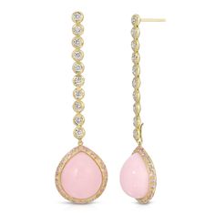 From our Blossom Collection, classic OE Nesting Gems lead down to gorgeous Opal surrounded in Pink Sapphire. The Opals are detachable and the earring can be worn as a diamond drop. • Metal: 18K Yellow Gold • Finish on Metal: High Shine • Stone: 23.98 carats Opal, 1.25 carats Diamond and Pink Sapphire • Closure Type: Post and Back • Made with love in Los Angeles Pink Opal Jewelry, Gem Drop Earrings, Pink Sapphire Earrings, Peruvian Opal, Diamond Drops, Sapphire Earrings, Pink Opal, Pink Sapphire, Gold Finish