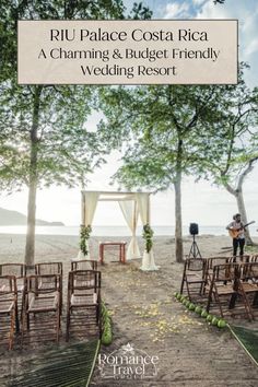 an outdoor ceremony set up with chairs and flowers