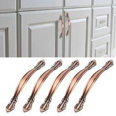 four different styles of kitchen cabinet handles