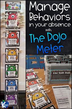 the dojo meter is displayed in front of a blackboard with text that reads manage behavior