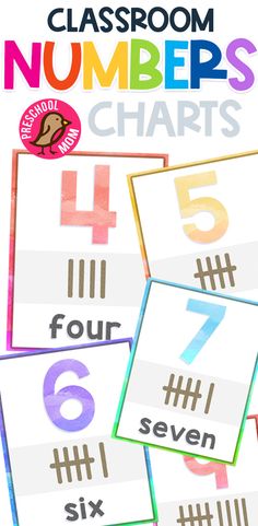 the classroom numbers chart is shown with four different numbers