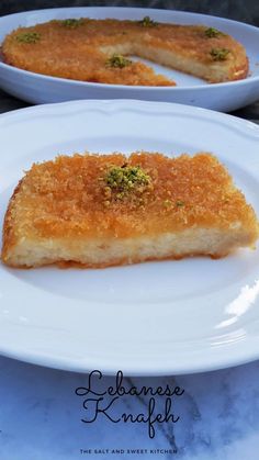 two white plates with food on them and the words lebanese khafeh