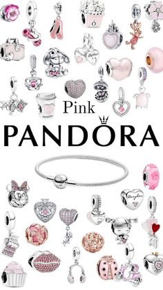 Pulsera Pandora Charms Ideas, Pandora Charm Bracelet Aesthetic, Pink Pandora Bracelet