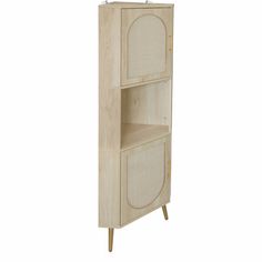 a tall wooden cabinet with two doors