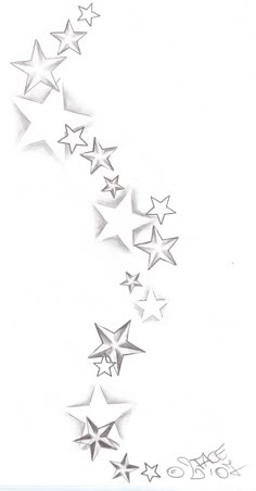 a drawing of five stars on a white background