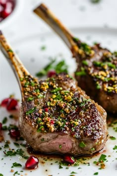 Pistachio-Crusted Lamb Chops with Pomegranate Reduction (Gluten-Free) Pistachio Lamb Chops, Persian Lamb Chops, Pomegranate Reduction Sauce, Pomegranate Lamb Chops, Pistachio Crusted Lamb Chops, Mcas Recipes, Pistachio Crusted Lamb, Pomegranate Lamb, Crusted Lamb Chops