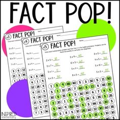 two fact pop worksheets with the words fact pop and numbers to 10 on them