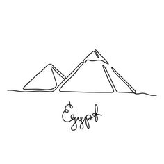 the pyramids and the word egypt written in cursive ink