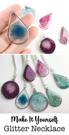 the diy glitter necklace is so easy to make