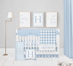 Made just for your baby boy, you're going to LOVE this personalized baby boy crib bedding set! Perfect for any baby boy blue crib bedding, personalize this baby boy nursery bedding set with your baby's name on these personalized blue gingham crib bedding pieces for an adorable addition to your baby boy nursery! ♥ CRIB BEDDING SET OPTIONS ~ 2 Piece Set: Blue crib sheet of your choice Personalized baby boy blanket ~ 3 Piece Set: Blue crib sheet of your choice Personalized baby boy blanket Personalized baby boy nursery pillow ~4 Piece Set: 2 baby boy crib sheets (both crib sheet #1 AND crib sheet #2 - 1 of each) Personalized baby boy blanket Personalized baby boy nursery pillow ♥ ADD ONS ~ Matching Changing Pad Cover: You have the option of adding on the matching changing pad cover with eithe Baby Boy Nursery Room Target, Boy Mini Crib Bedding, Modern Baby Boy Nursery Bed Bath & Beyond, Crib Bedding Baby Boy, Baby Boy Nursery Themes One Piece & Sets, Boy Crib Bedding Sets Neutral, Little Boy Crib Bedding, Classic Baby Boy Crib Bedding, Infant Boy Crib Bedding