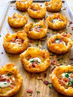 small appetizers are arranged on a tray ready to be eaten