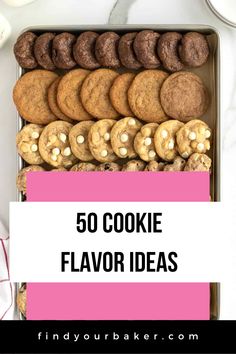 Cookie Flavor Ideas Cookies To Make And Sell, Brownies Flavor Ideas, Cookies Packaging Ideas Creative Diy, Assorted Cookies Recipe, Cookie Add In Ideas, Cookie Flavours Ideas, Best Cookies To Ship, Cookie Flavors List, Different Brownie Flavors