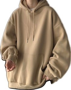 Casual Hoodie With Ribbed Cuffs And Drop Shoulder, Casual Hoodie With Drop Shoulder And Ribbed Cuffs, Casual Drop Shoulder Hoodie With Ribbed Cuffs, Casual Hoodie With Pockets For Loungewear, Casual Khaki Hoodie For Loungewear, Long Sleeve Leisure Hoodie With Pockets, Casual Khaki Sweatshirt With Ribbed Cuffs, Comfortable Leisure Hoodie With Kangaroo Pocket, Comfortable Long Sleeve Hoodie For Leisure