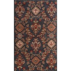 a rug with an ornate design on the front and back side, in grey tones