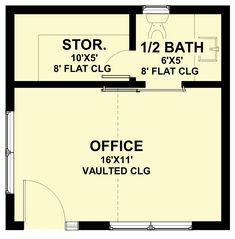 the floor plan for an office with two separate rooms, and one bedroom on each side