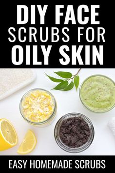 Lemon Scrub Diy, Scrub For Acne Prone Skin, Scrub For Oily Skin, Diy Exfoliating Face Scrub, Diy Facial Scrub, Scrub Recipe Diy, Diy Scrubs, Oily Acne Prone Skin, Face Scrubs