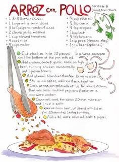 an illustrated recipe is shown with ingredients to make the dish