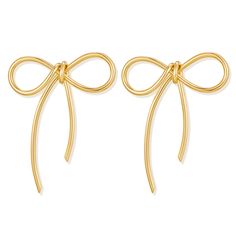 PRICES MAY VARY. 💝【Must Have Bow Earrings for Women】- The simple gold bow earrings are the hottest style of the season and match everything! Lovely gold bow earrings make your look even sweeter. 💝【Unique Design Gold Bow Earrings】-The bow tie earring height is 1.8", The width is 1.53", single weight is 0.16oz.very dainty color and durable. 💝【Statement Gold Bow Earrings】- gold bow earrings almost any oufit you have and be great for dressing up or wearing daily. The fashion design adds luster to Gold Earrings With Decorative Bow For Formal Occasions, Chic Gold Earrings With Bow, Gold Earrings With Decorative Bow As Gift, Bow Earrings Gold, Gold Bow Earrings, Cute Gold Bow Earrings, Stud Earrings Wedding, Stud Earrings For Women, Bow Earrings