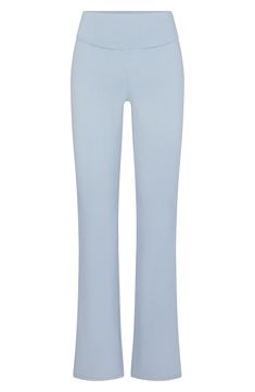 Be as comfortable as can be from brunch to the beach in these stretchy, full-length bootcut pants topped with a foldover waistband. 31 1/2" regular inseam; 18" leg opening; 12 3/4" front rise; 16 1/2" back rise (size Medium) Pull-on style 74% cotton, 18% polyester, 8% spandex Machine wash, tumble dry Imported Skims Foldover Pants, Pants Png, Bootcut Leggings, Uzun Boy, Light Grey Leggings, Outfit Pieces, Chill Fits, Fits Inspo, Inspo Pics