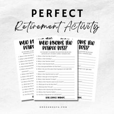 the perfect retirement activity printables for those who knows what they do most?