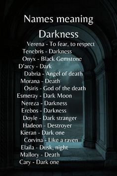 an image of names meaning darkness