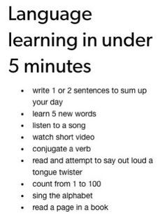 a poster with the words language learning in under 5 minutes