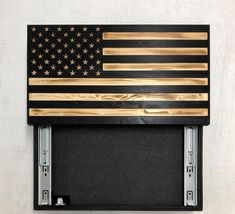 American Flag Gun Box with Magnetic Lock Woodcraft Ideas, Concealment Flag, Secret Hiding Spots, Flag Ideas, Concealment Furniture, Marine Gifts, Flag Diy, Beautiful Stars, Flag Hanging