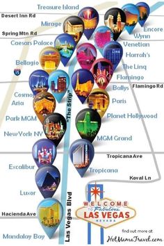 the las vegas strip map with many locations