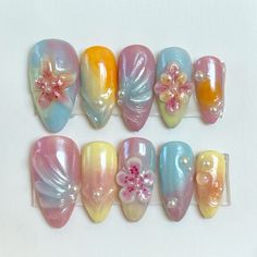 Summer Aura, Lexi Nails, Aura Nails, Amazon Beauty, Hippie Nails, Summery Nails, Really Cute Nails, Cute Gel Nails, Nail Ring