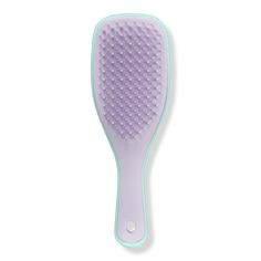 The Mini Ultimate Detangler Hairbrush - THE ULTMT DETANGLER MINI WISTERIA LEAFBenefitsPatented teeth have two-tiered technology with added flex for wet hair. The long, flexible teeth detangle, removing knots and reducing breakage, while the short teeth smooth, for glossy, frizz-free hair.Although small, it confidently detangles any type of hair, helping to reduce hair breakage.You can use on dry or wet hair, it's great for detangling ends and fringes and for distributing conditioning treatments Preppy Hair Stuff, Mini Tangle Teezer, Cute Hairbrush, Short Teeth, Preppy Essentials, Mini Brush, Tangle Teezer, Hair Essentials, Hair Breakage