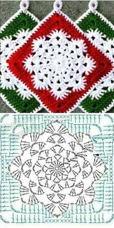 two pictures with different designs on them, one is red and the other is green