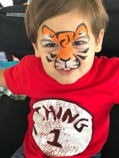 Face Painting Tiger Easy, Cougar Face Paint, Easy Beginner Face Painting, Zoo Face Paint, Easy Facepainting Kids, Simple Kids Face Paint, Face Painting Tutorials Step By Step